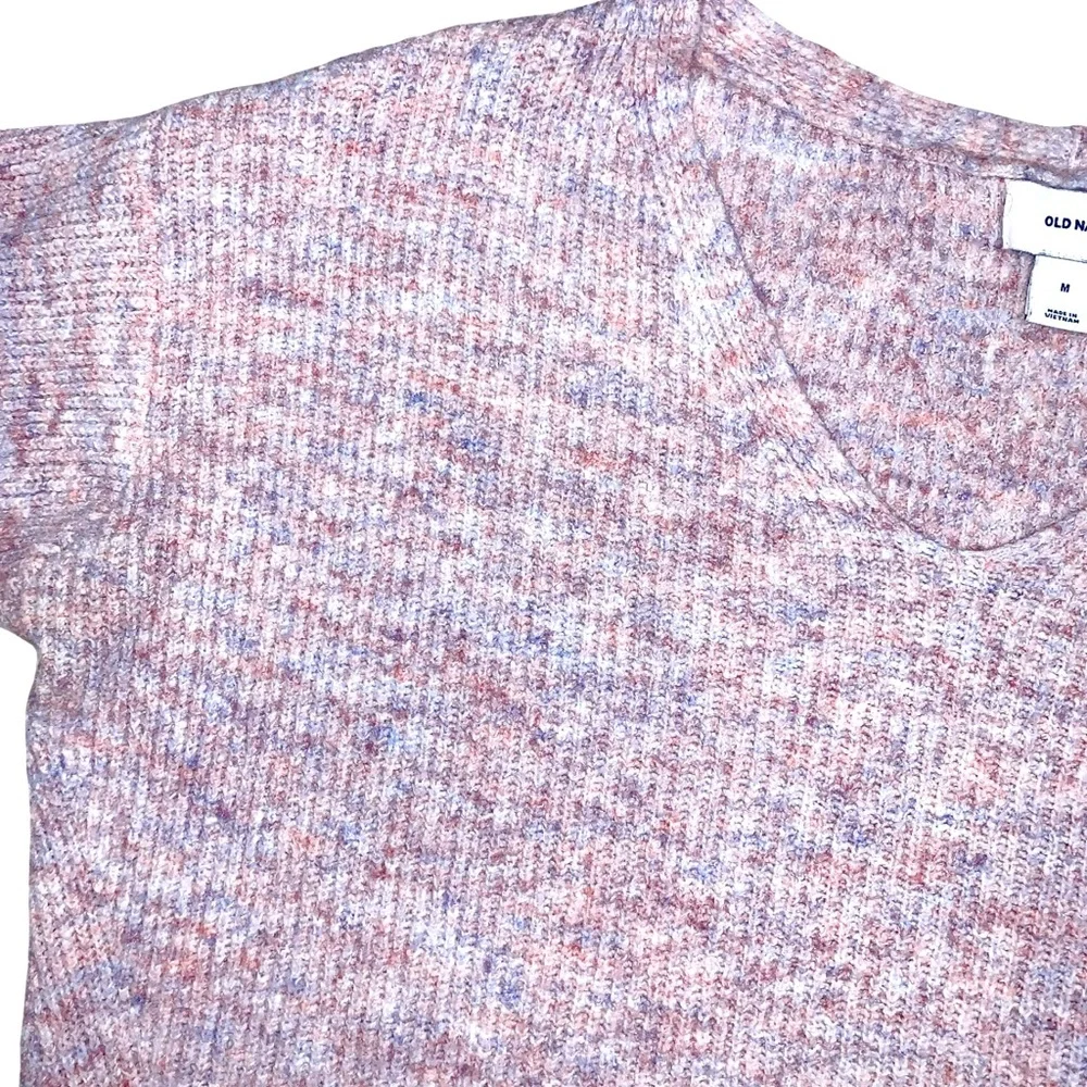 Old Navy Confetti Ribbed V Neck Long Sleeve Sweater Medium Pastel Transitional